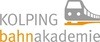 Logo der Kolping Bahnakademie mit stilisiertem grauen Zug und oranger Schiene